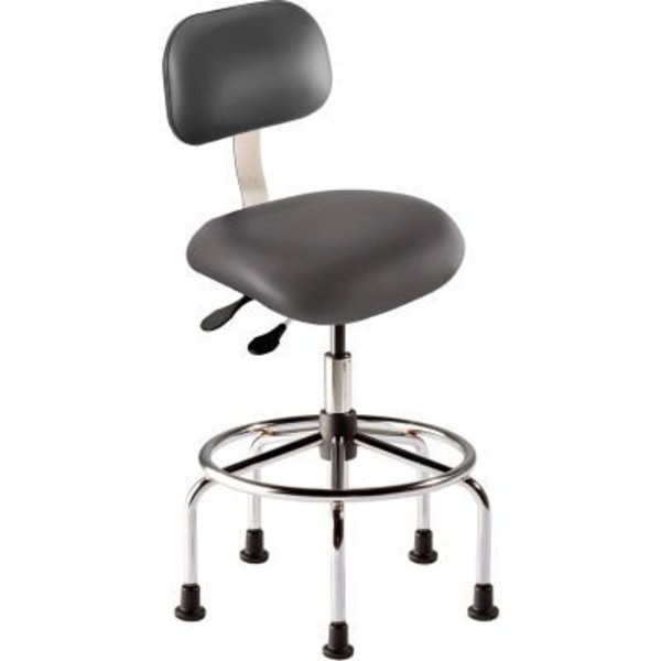 Biofit BioFit Antimicrobial Stool w/Glides, 25"-32" Seat Height, Black Vinyl - Chrome Steel - Eton Series ETS-H-HG-T-XF-XA-C-P28540